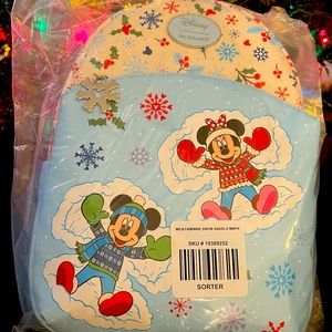 Brand new with tags Mickey&Minnie snow angel backpack plus matching card holder